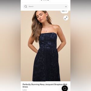 Lulu's Navy Blue Strapless Dress